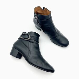 GUCCI Black Dionysus Elizabeth Ankle Boots Size 39.5 Heeled Leather Booties